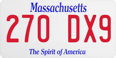MA license plate 270DX9