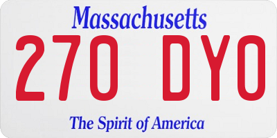 MA license plate 270DY0