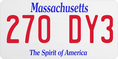 MA license plate 270DY3