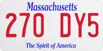 MA license plate 270DY5