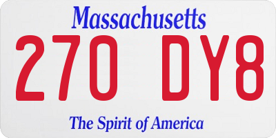 MA license plate 270DY8