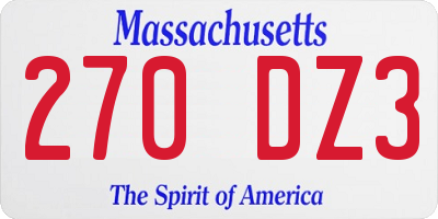 MA license plate 270DZ3