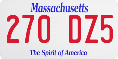 MA license plate 270DZ5
