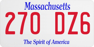 MA license plate 270DZ6