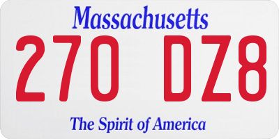 MA license plate 270DZ8