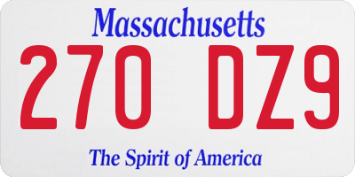 MA license plate 270DZ9