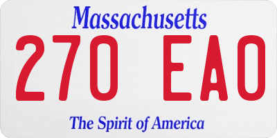 MA license plate 270EA0