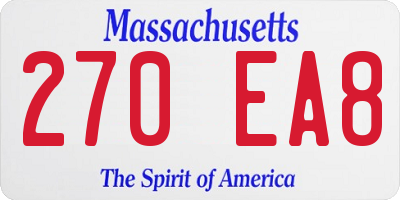 MA license plate 270EA8