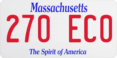MA license plate 270EC0