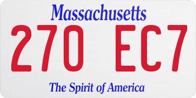 MA license plate 270EC7