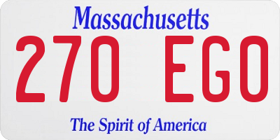 MA license plate 270EG0