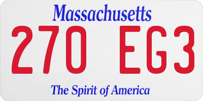 MA license plate 270EG3