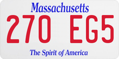 MA license plate 270EG5