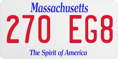 MA license plate 270EG8