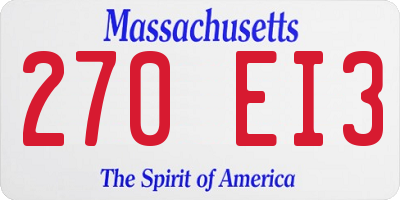 MA license plate 270EI3