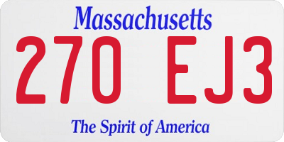 MA license plate 270EJ3