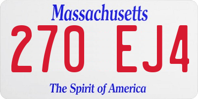 MA license plate 270EJ4