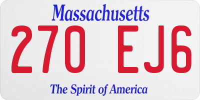 MA license plate 270EJ6