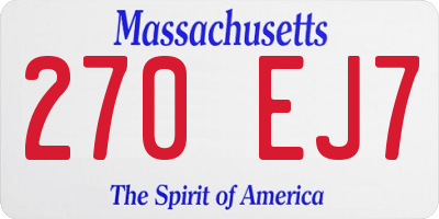 MA license plate 270EJ7
