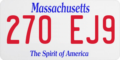 MA license plate 270EJ9