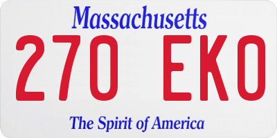 MA license plate 270EK0