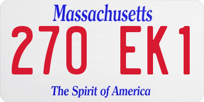 MA license plate 270EK1