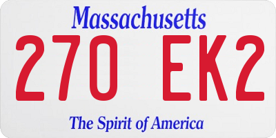 MA license plate 270EK2
