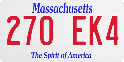 MA license plate 270EK4