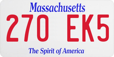 MA license plate 270EK5