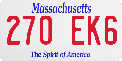 MA license plate 270EK6