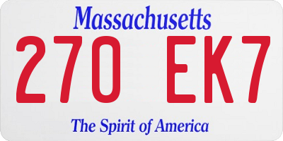 MA license plate 270EK7