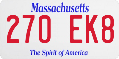 MA license plate 270EK8