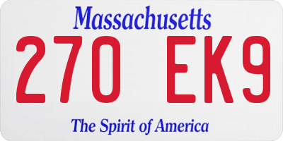 MA license plate 270EK9