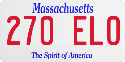 MA license plate 270EL0