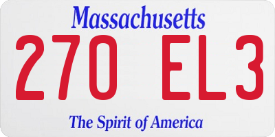 MA license plate 270EL3