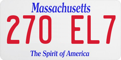 MA license plate 270EL7