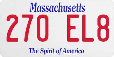 MA license plate 270EL8