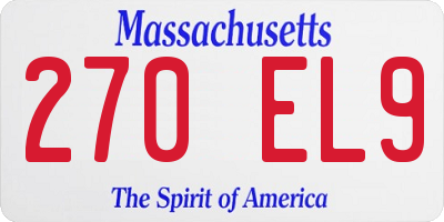 MA license plate 270EL9