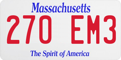 MA license plate 270EM3