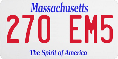 MA license plate 270EM5