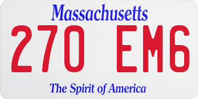 MA license plate 270EM6
