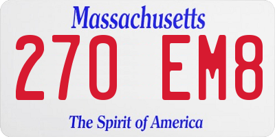 MA license plate 270EM8
