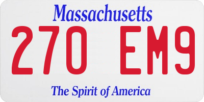 MA license plate 270EM9