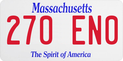 MA license plate 270EN0