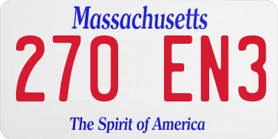 MA license plate 270EN3
