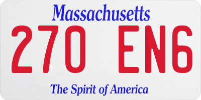 MA license plate 270EN6