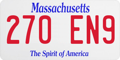 MA license plate 270EN9
