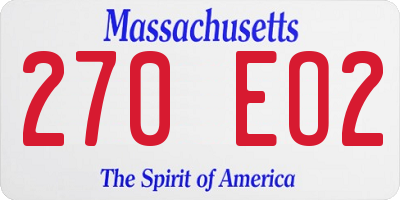 MA license plate 270EO2