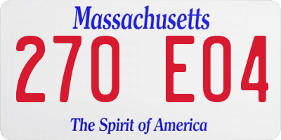 MA license plate 270EO4