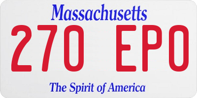 MA license plate 270EP0